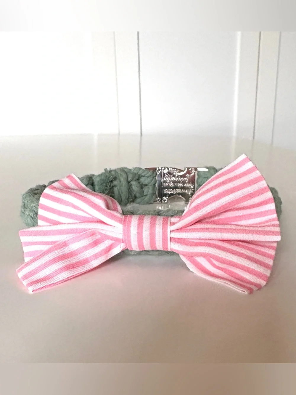 Pink/White Dog Bow